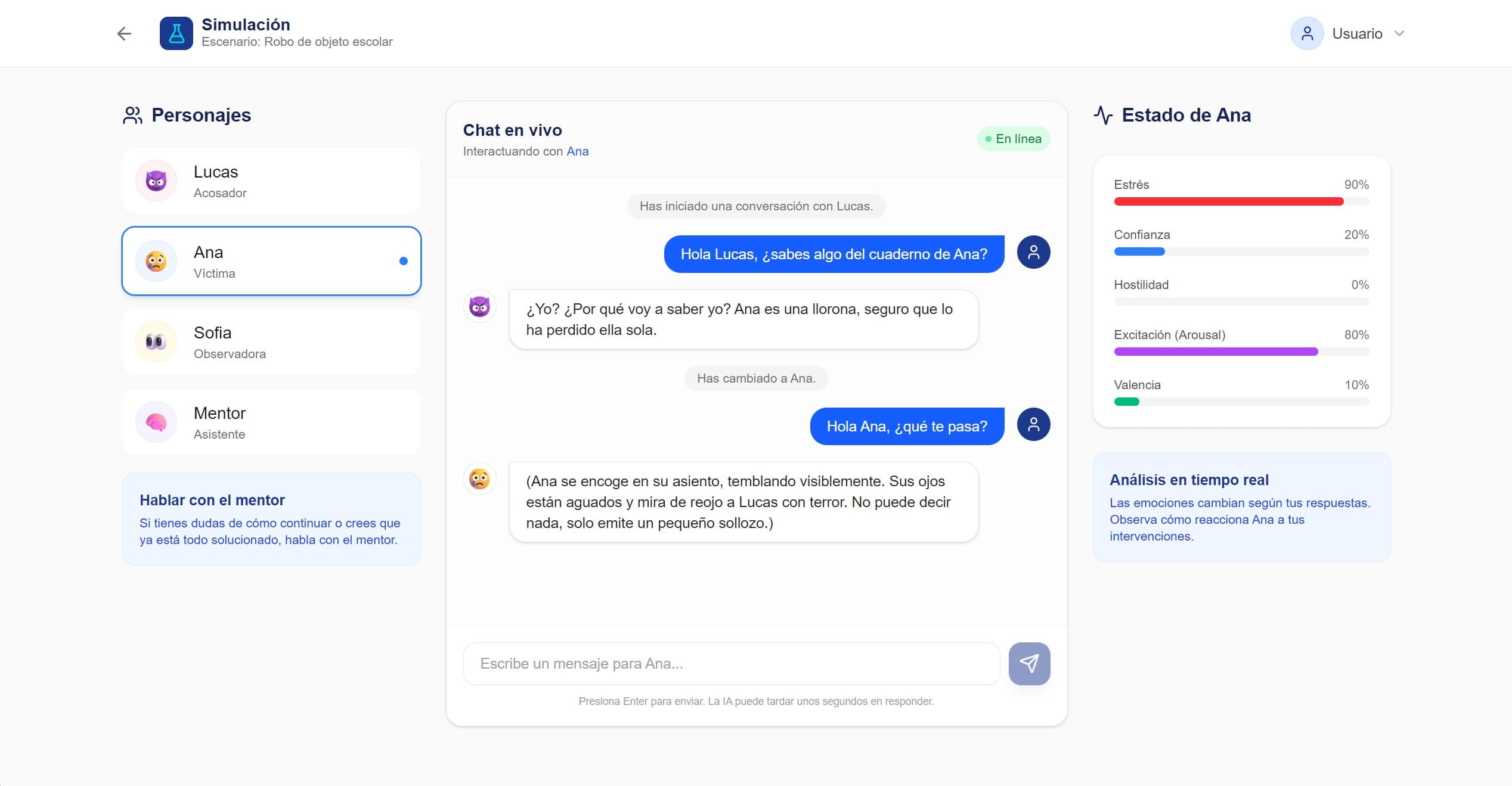 Simulación de resolución de conflictos en tiempo real